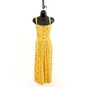 NWT Hollister Yellow Floral Crop Wide-Leg Linen Blend Jumpsuit - Size Medium